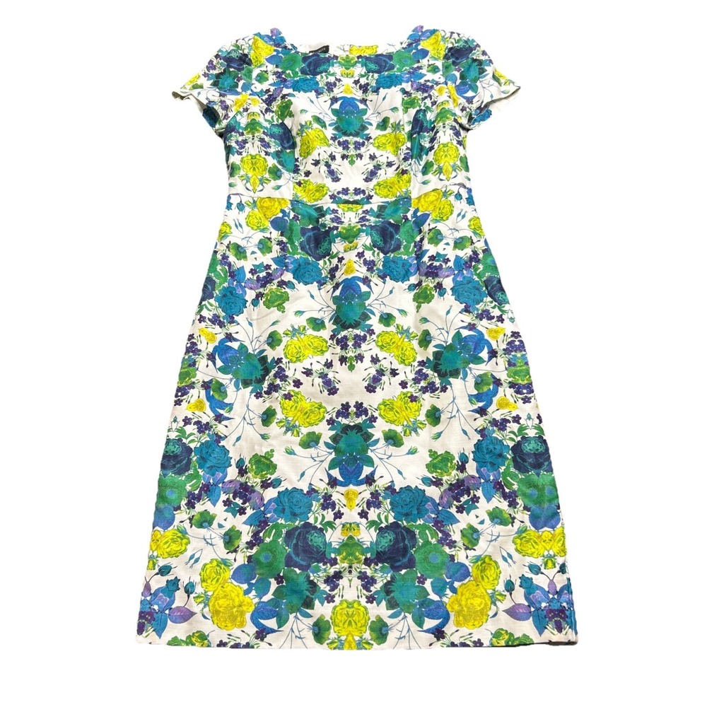 Talbots‎ Womens Mirrored Floral Print Linen Blend Sheath Dress Size 4
